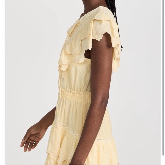LOVESHACKFANCY Darryl Flutter Sleeve Butter Yellow Ruffled Mini Dress - Picture 6 of 16